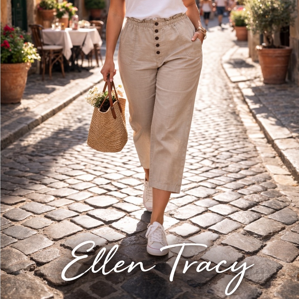 🌸Ellen Tracy Linen Crop Pants NWT size XL
